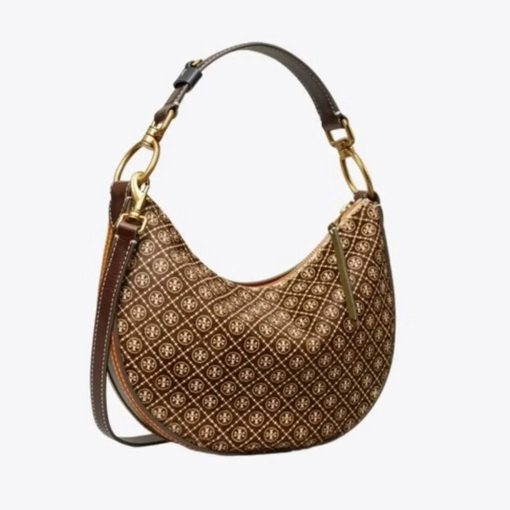 🔥NeW! Tory Burch T Monogram Haircalf Mini Crescent Bag - Picture 3 of 15